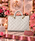 White Quilted Statement Tote