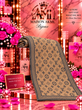 Luxe Monogram Scarf – Mocha Charcoal