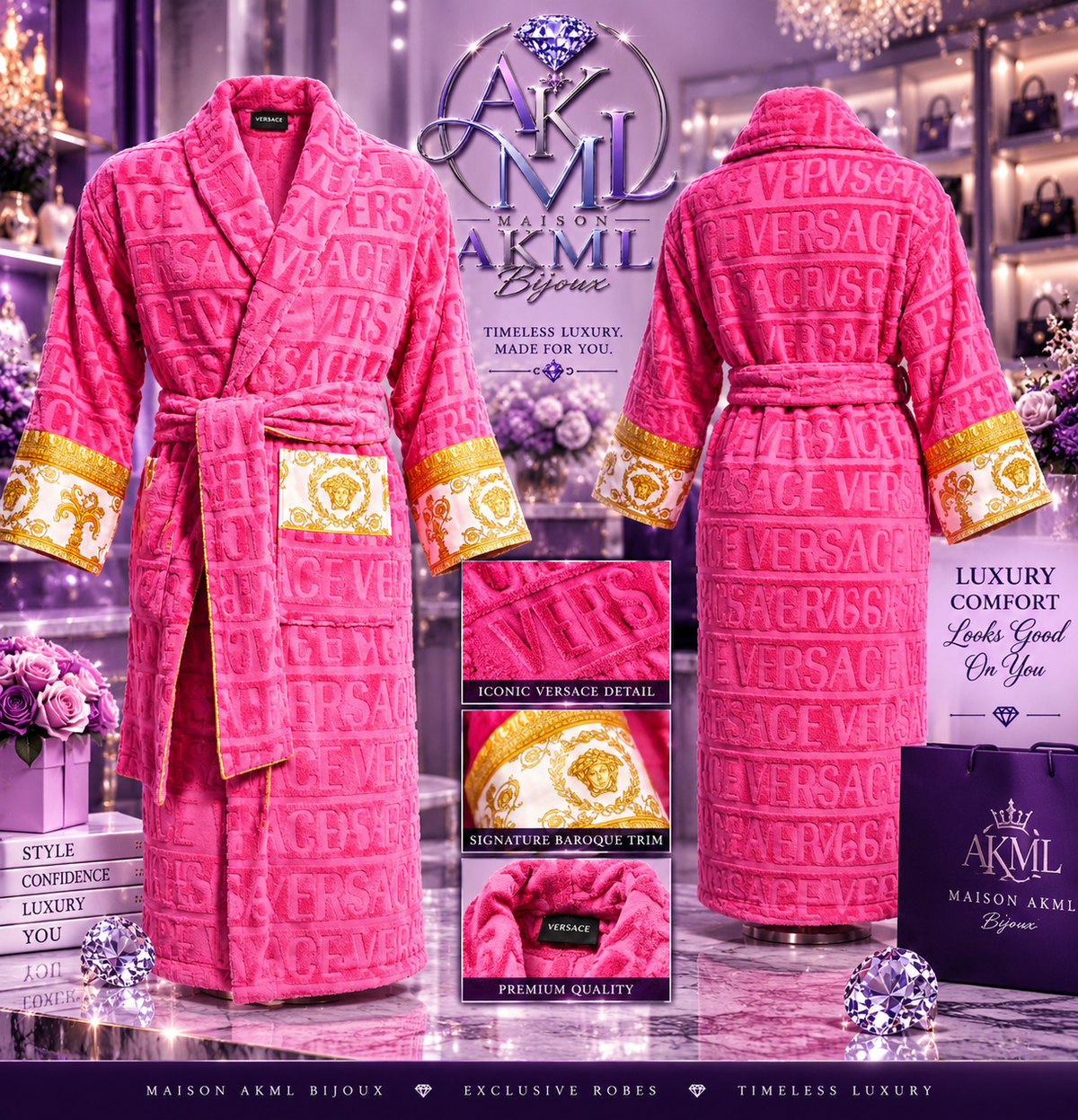 Pink Baroque Luxury Robe