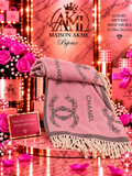 Blush Logo Fringe Scarf – Pink Charcoal