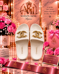 Maison AKML Luxe Quilted Slide – Ivory &amp; Gold (Size 6)&nbsp;