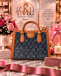 Denim Crystal Structured Tote