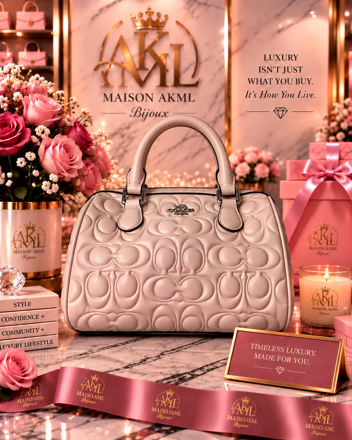 The Blush Embossed Signature Satchel