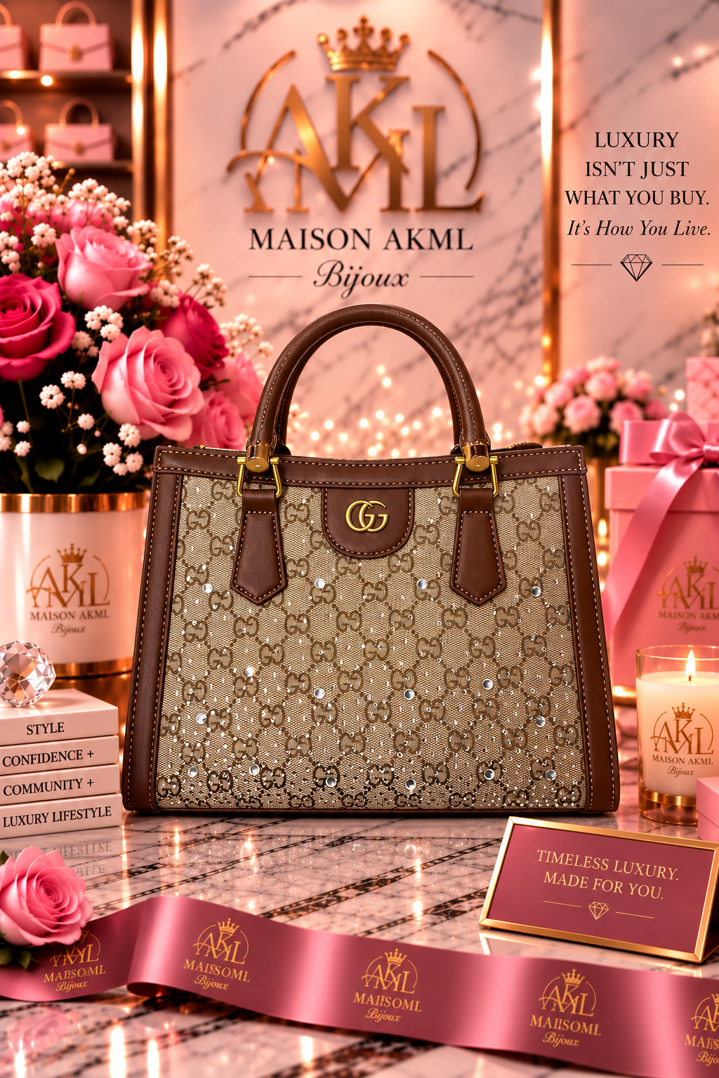 Mocha Crystal Monogram Tote