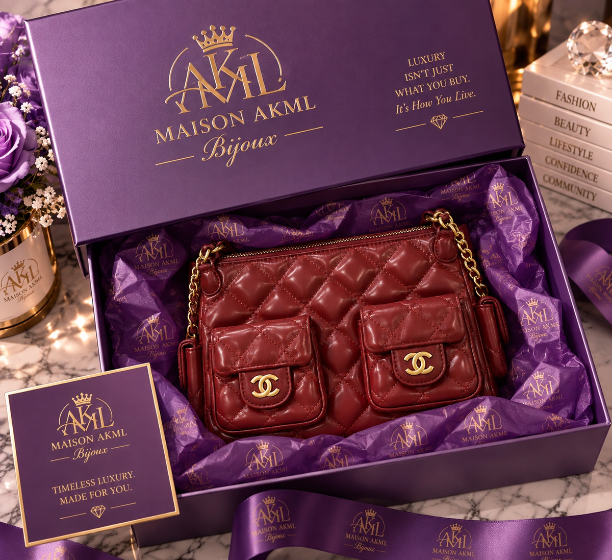 Burgundy Quilted Utility Bag