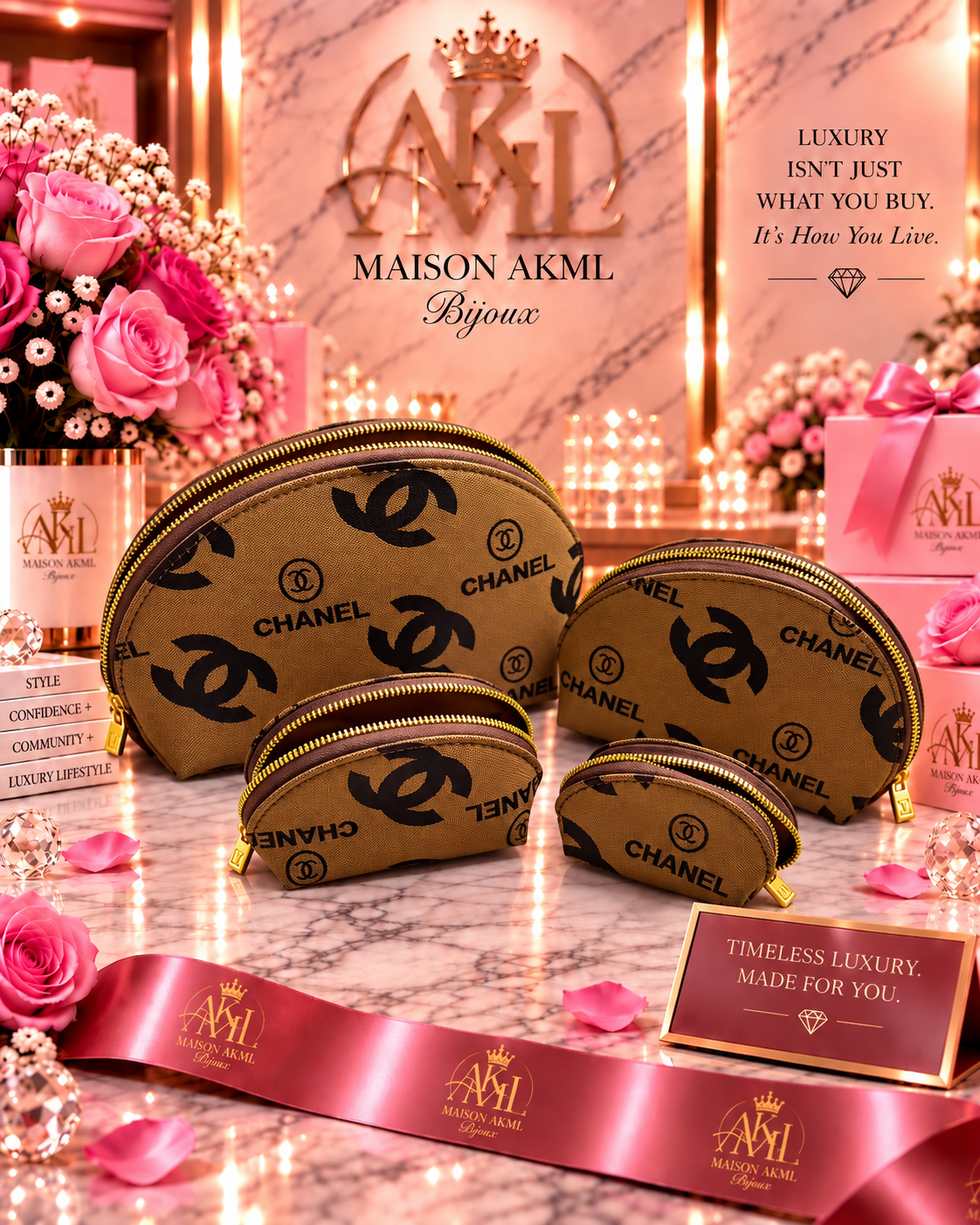 Cocoa Logo Cosmetic Pouch Set