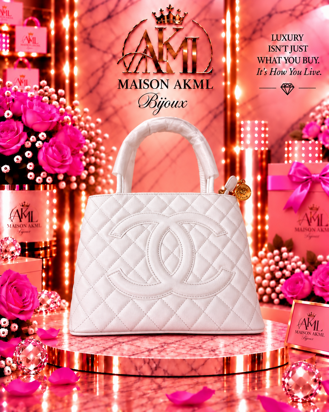 Ivory Quilted Top-Handle Bag