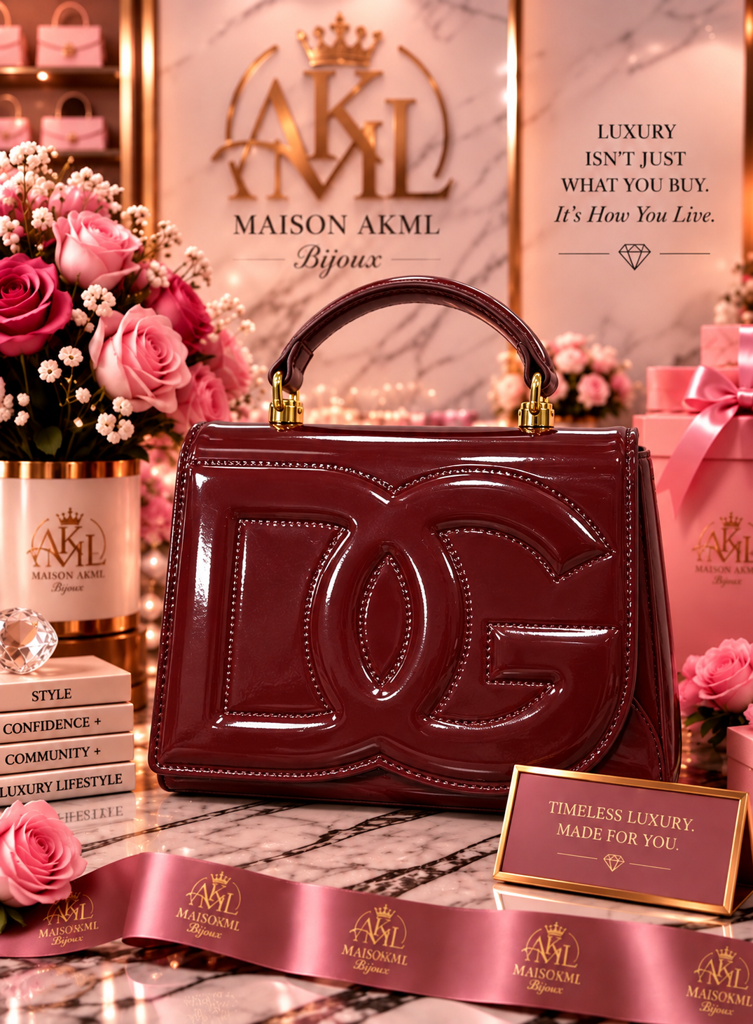 Dark Red Patent Statement Handbag