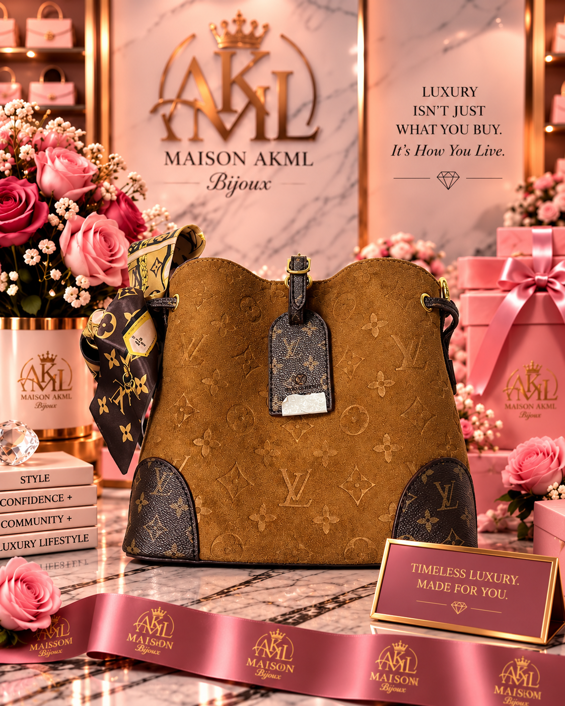 The Cognac Scarf Bucket Bag