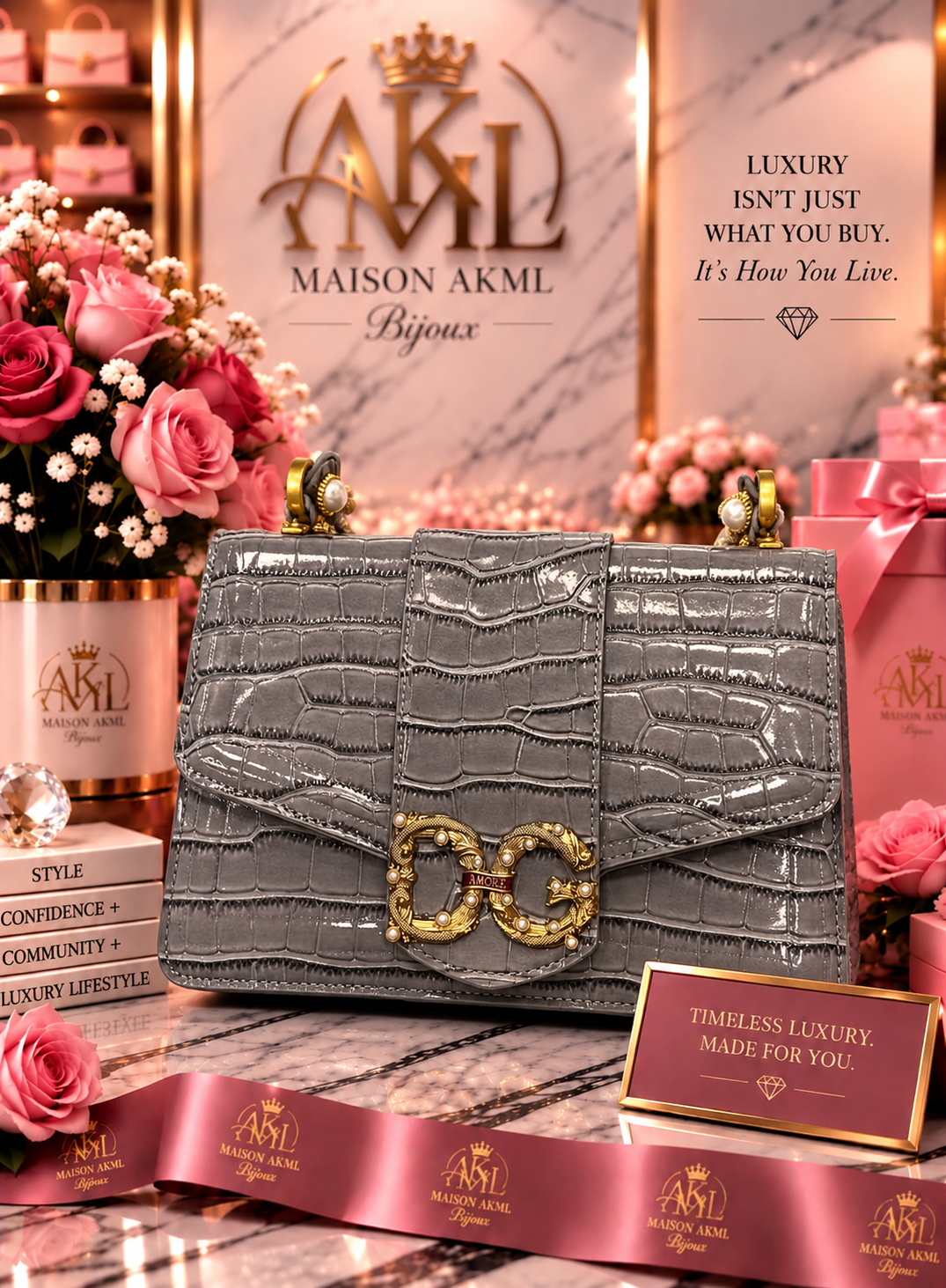 Grey Croc Luxury Statement Bag