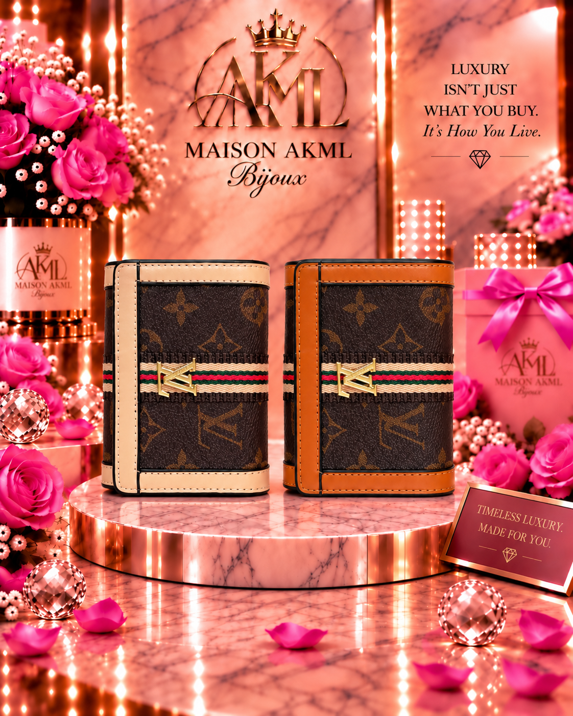 Maison AKML Luxe Monogram Compact Wallet