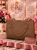 Taupe Chain-Handle Shopper Tote