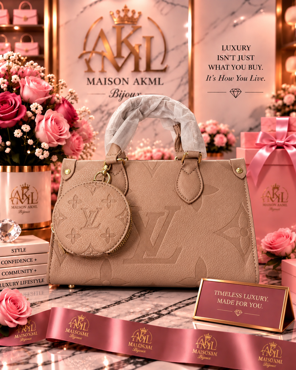 The Taupe Monogram Charm Tote