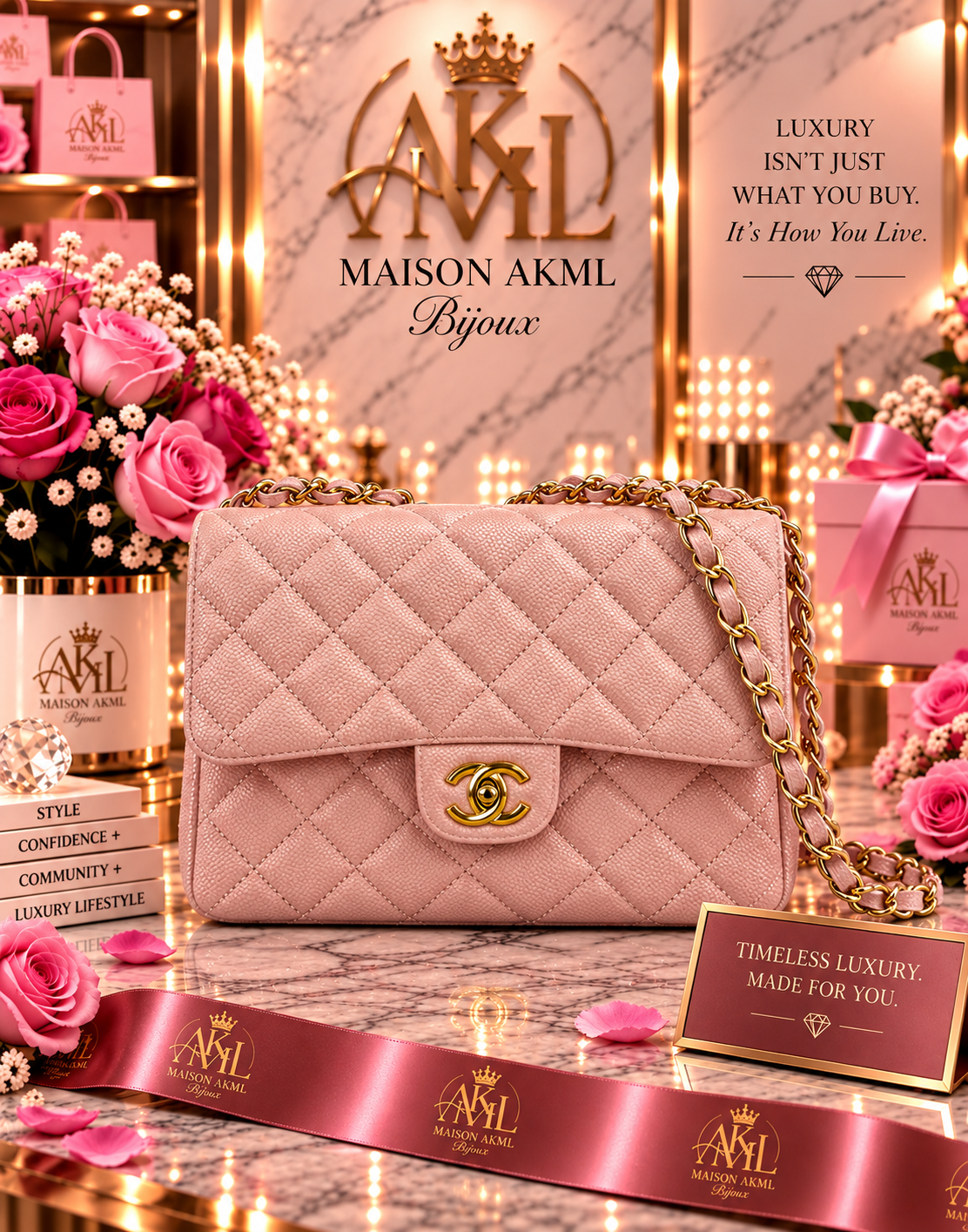 Soft Blush Quilted Chain Bag