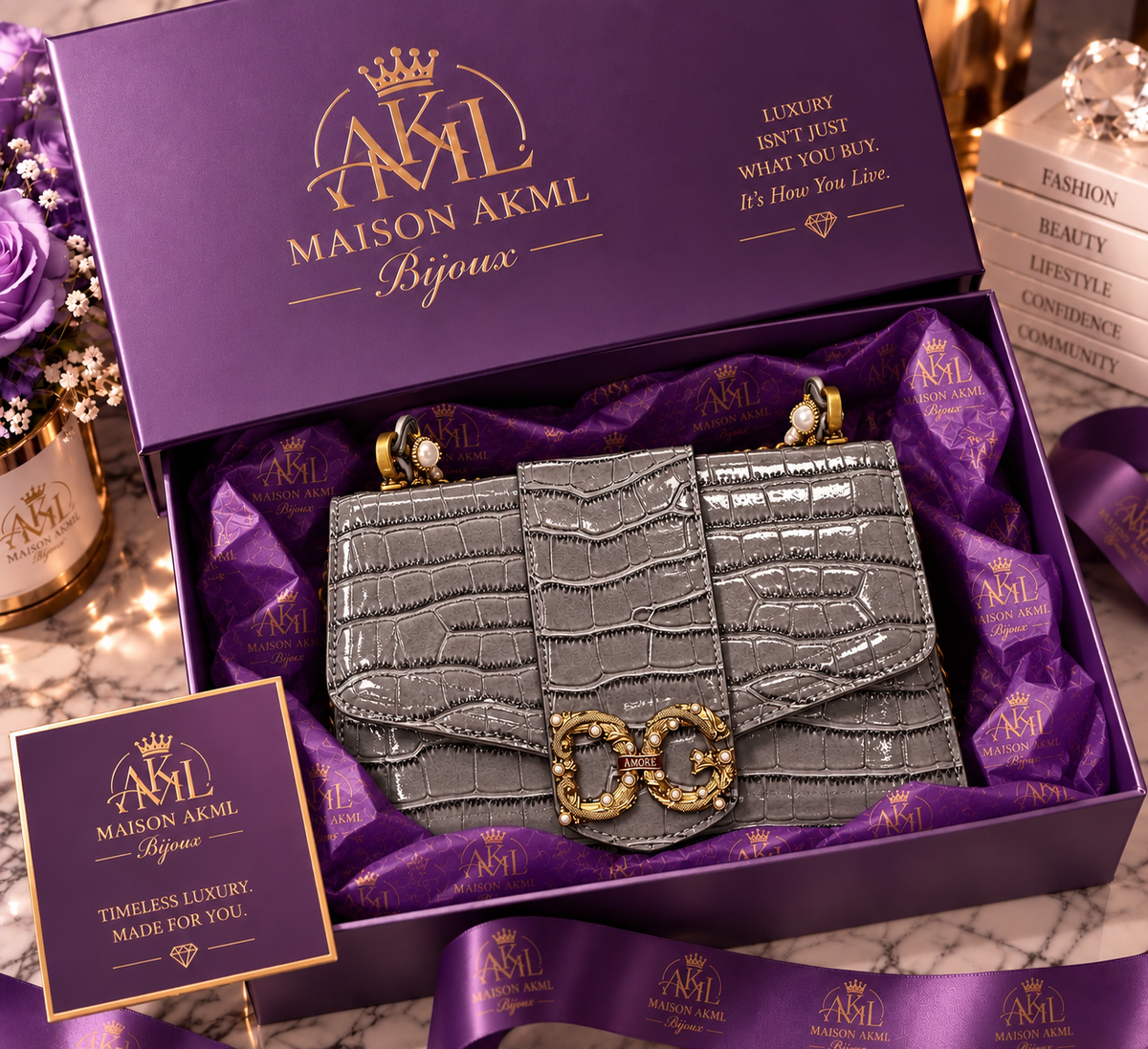 Grey Croc Luxury Statement Bag