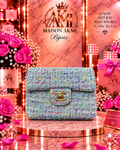 Blue Confetti Tweed Flap Bag