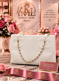 White Chain-Handle Shopper Tote