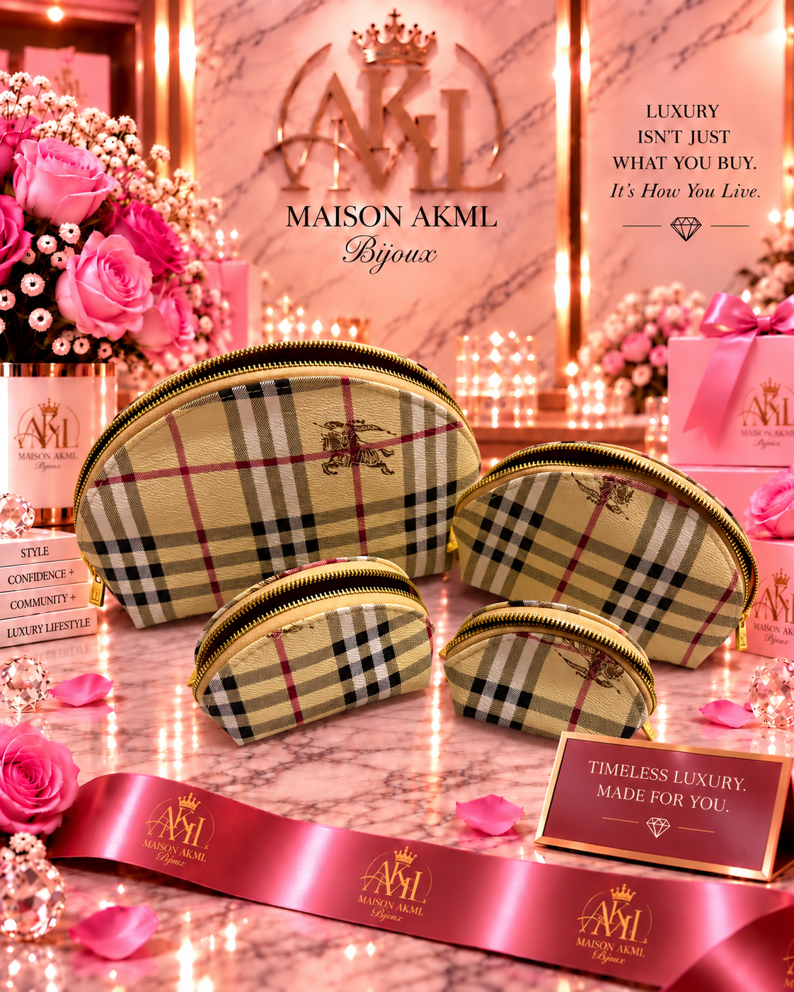 Heritage Plaid Cosmetic Pouch Set