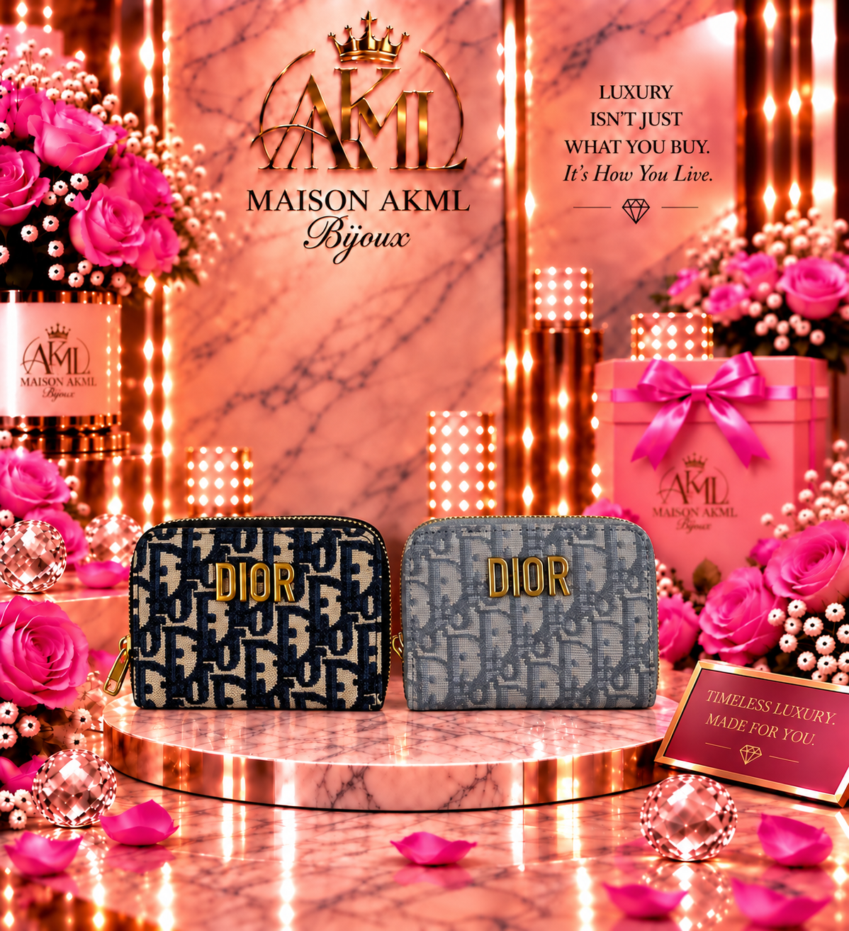 Maison AKML Luxe Monogram Zip Wallet