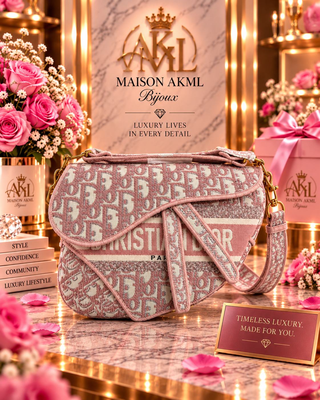 Blush Monogram Saddle Bag