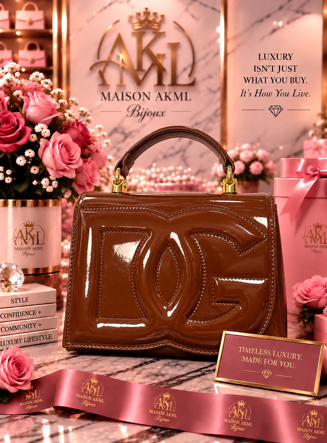Brown Patent Statement Handbag