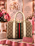 Ivory Heritage Stripe Boston Bag